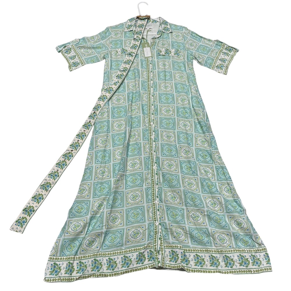 Marigold by Victoria Dunn Penelope Capri Dress Womens Small Blue Floral Belted